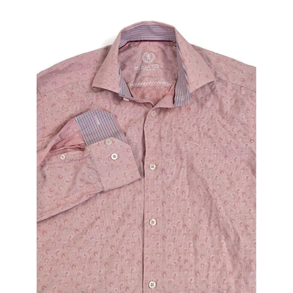 Bugatchi‎ Shirt Mens 15 34/35 Paisley Long Sleeve Button Up Dress Shirt